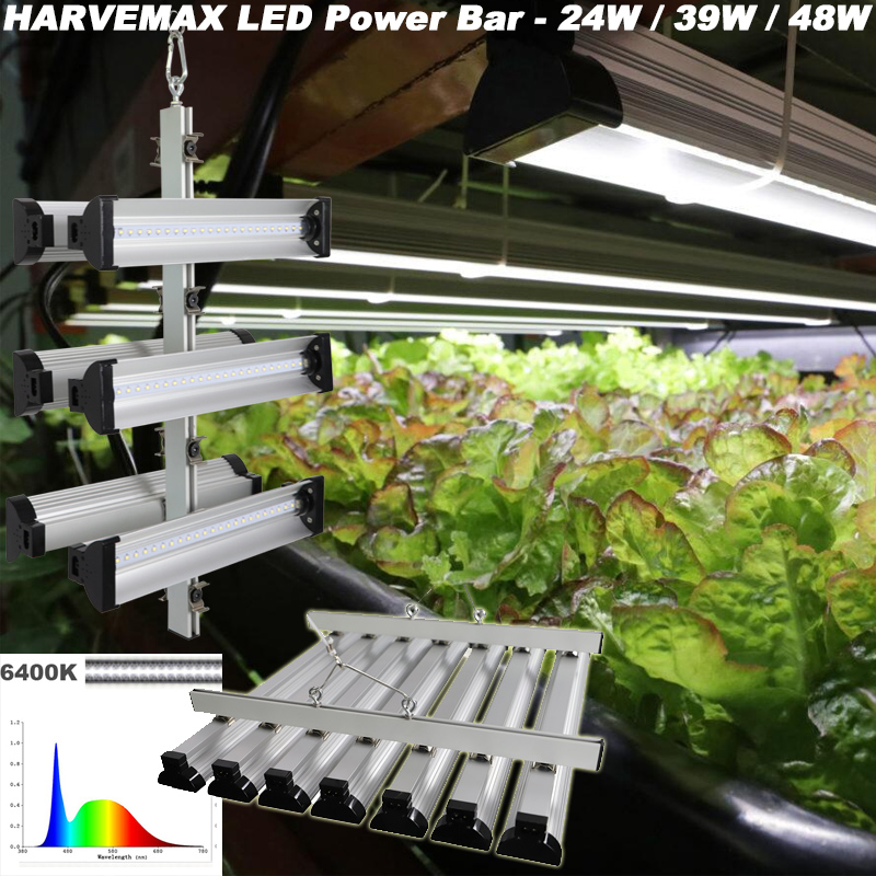 HARVEMAX LED Power Bar Vege Micro Green Farm Hydroponic Grow Light 2Ft 24W 6400K 